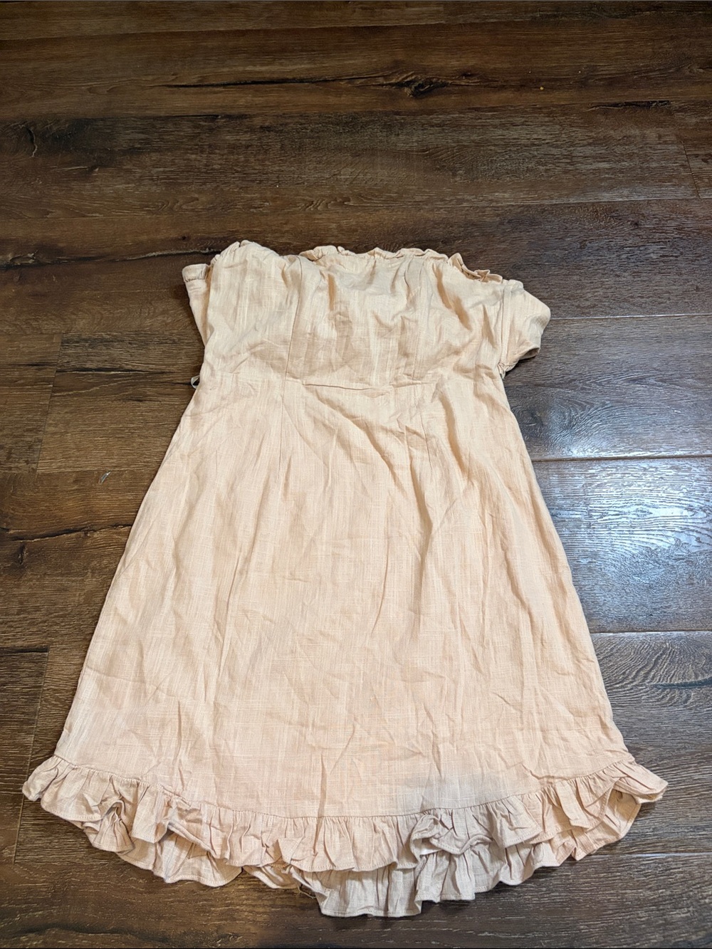 Selfie Leslie Beige Ruffle Strapless Dress, EUC Large